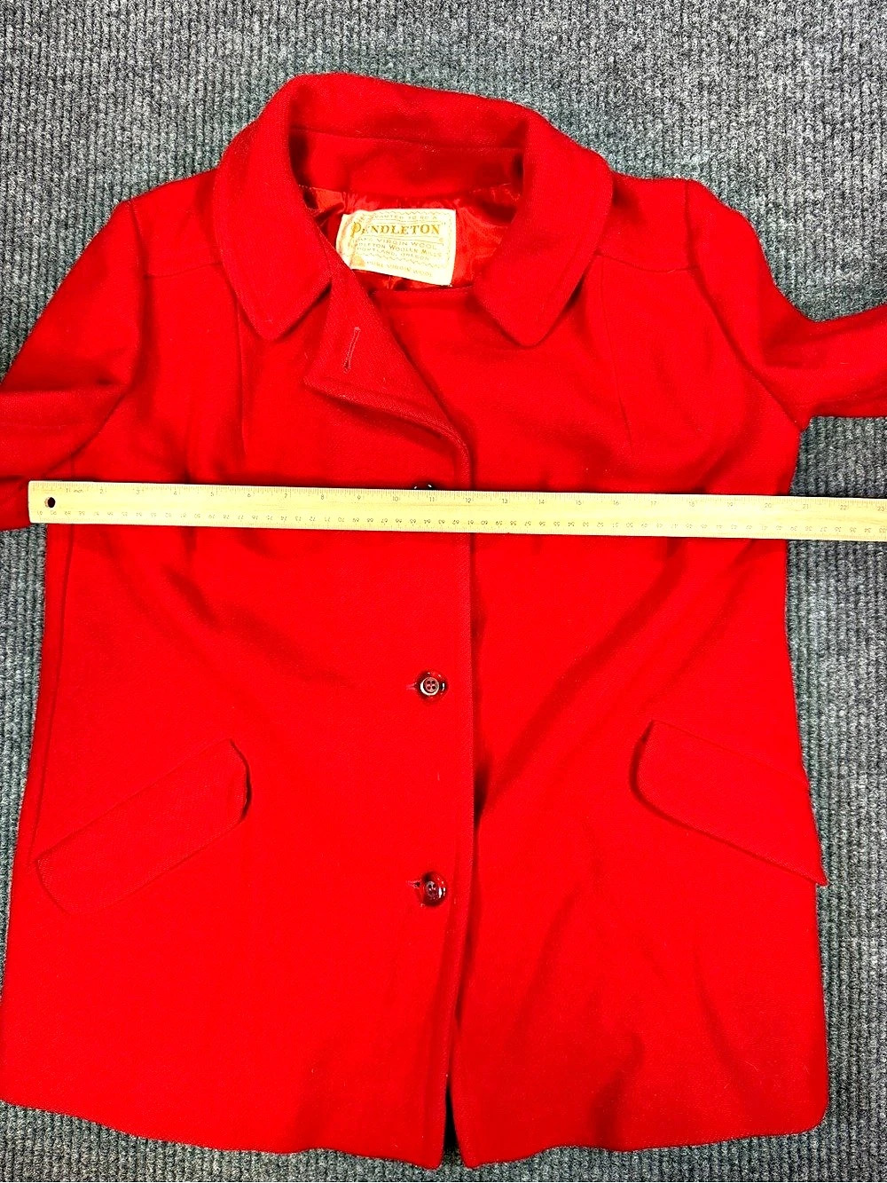 Pendleton Red Wool Pea Coat - Picture 2 of 11